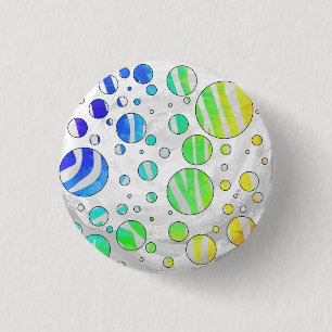 Zebra Rainbow and White Print 1 Inch Round Button