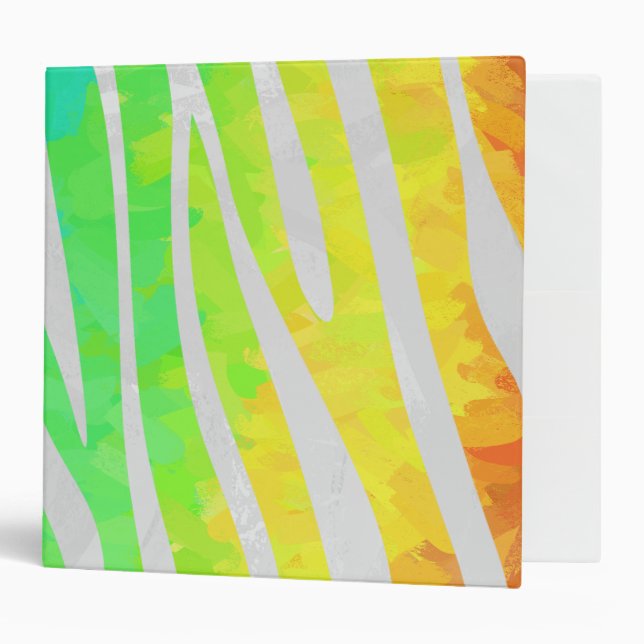 Zebra Rainbow and White Print Binder (Front/Inside)