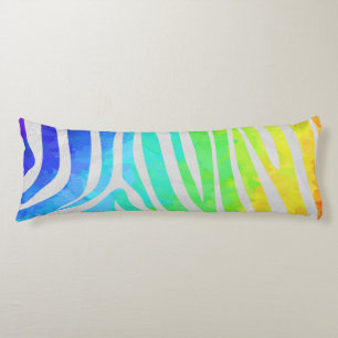 Zebra Rainbow and White Print Body Pillow