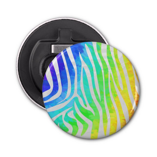 Zebra Rainbow and White Print Bottle Opener (Front)