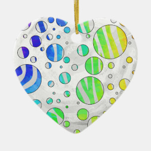Zebra Rainbow and White Print Ceramic Ornament