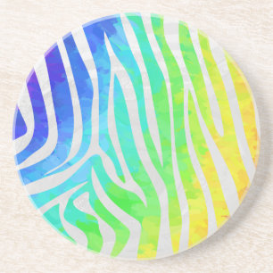 Zebra Rainbow and White Print Coaster