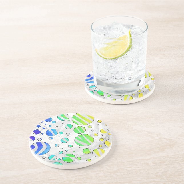 Zebra Rainbow and White Print Coaster (Side)