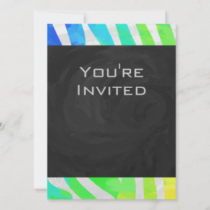 Zebra Rainbow and White Print Invitation