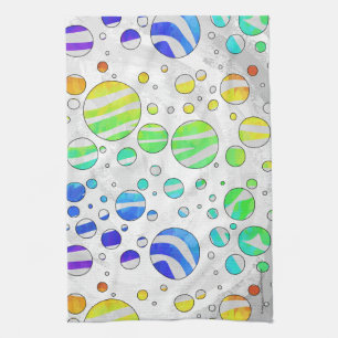 Zebra Rainbow and White Print Kitchen Towel