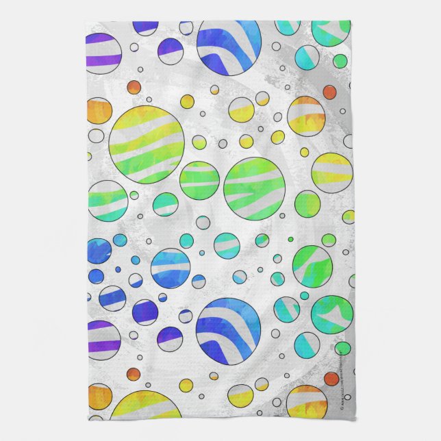 Zebra Rainbow and White Print Kitchen Towel (Vertical)