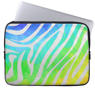 Zebra Rainbow and White Print Laptop Sleeve