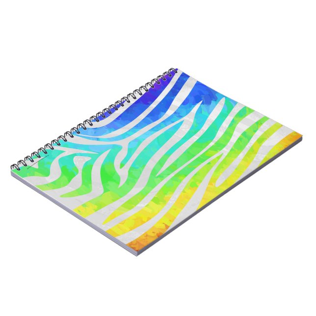 Zebra Rainbow and White Print Notebook (Left Side)