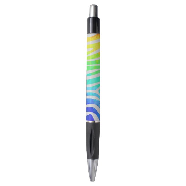 Zebra Rainbow and White Print Pen (Front Vertical)