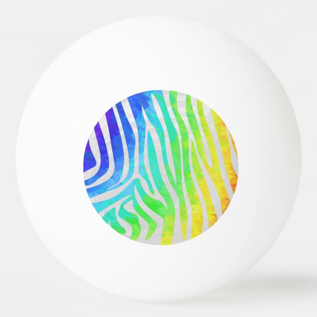 Zebra Rainbow and White Print Ping Pong Ball (Front)