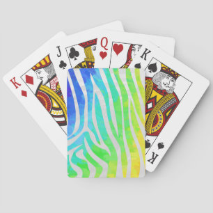 Zebra Rainbow and White Print Playing Cards