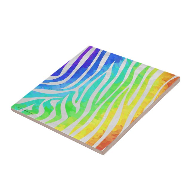 Zebra Rainbow and White Print Tile (Side)