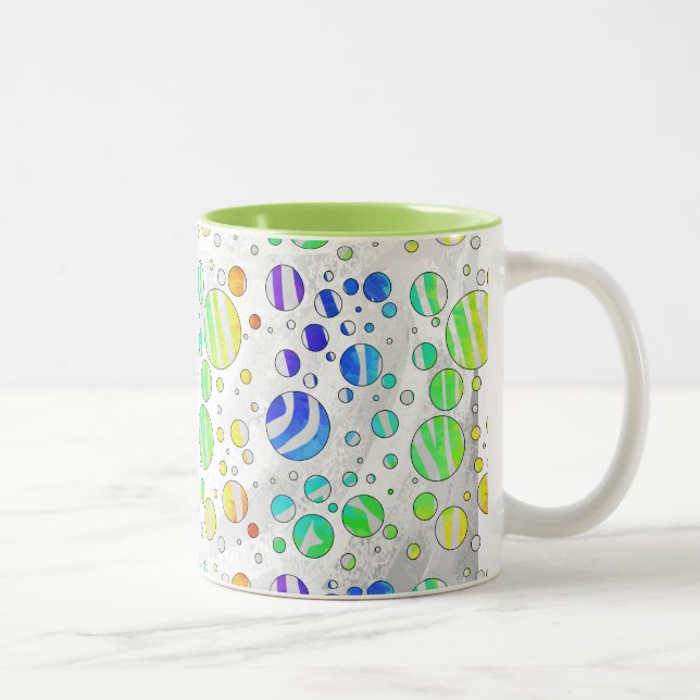 Zebra Rainbow and White Print Two-Tone Coffee Mug (Right)