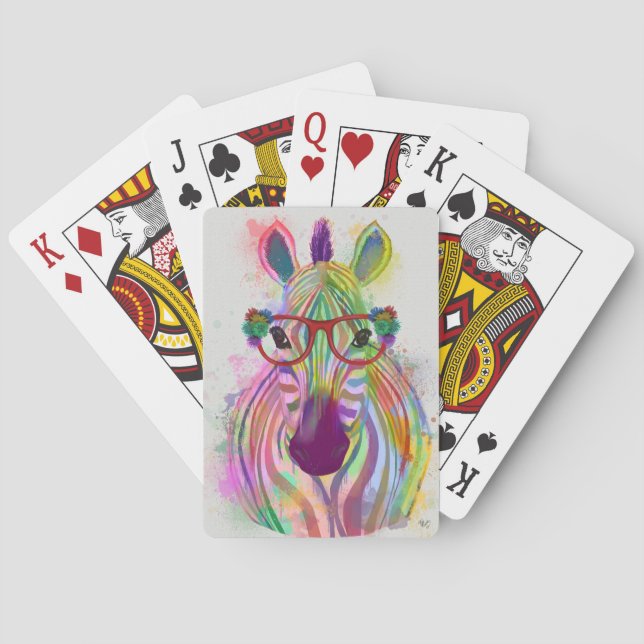 Zebra Rainbow Splash Playing Cards (Back)