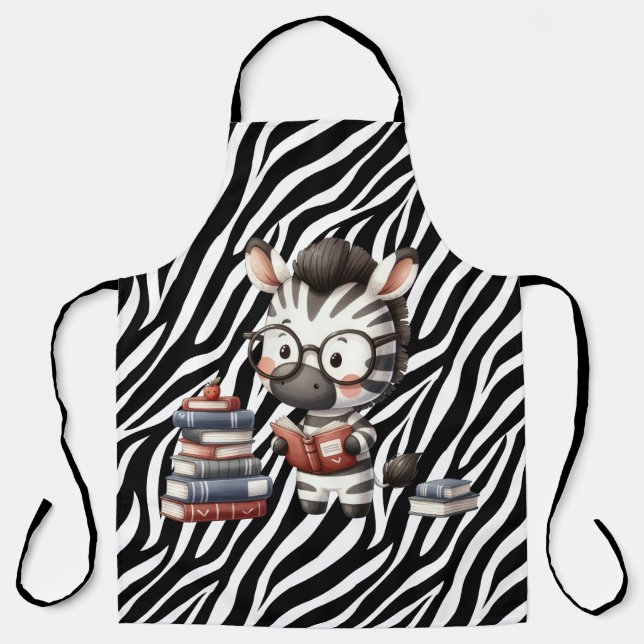 Zebra Reading Books. Apron (Front)