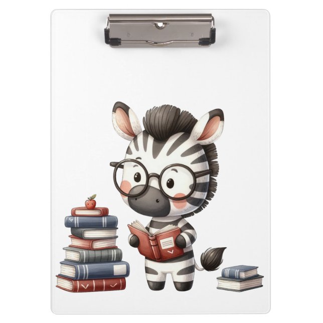 Zebra Reading Books. Clipboard (Front)