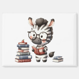 Zebra Reading Books. Magnet