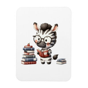 Zebra Reading Books. Magnet
