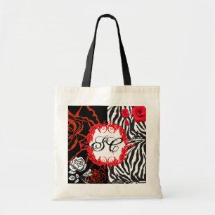 Zebra & Red Roses, Customizable Tote Bag