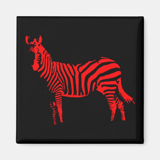 Zebra Red Silhouette Fridge Magnet (Front)