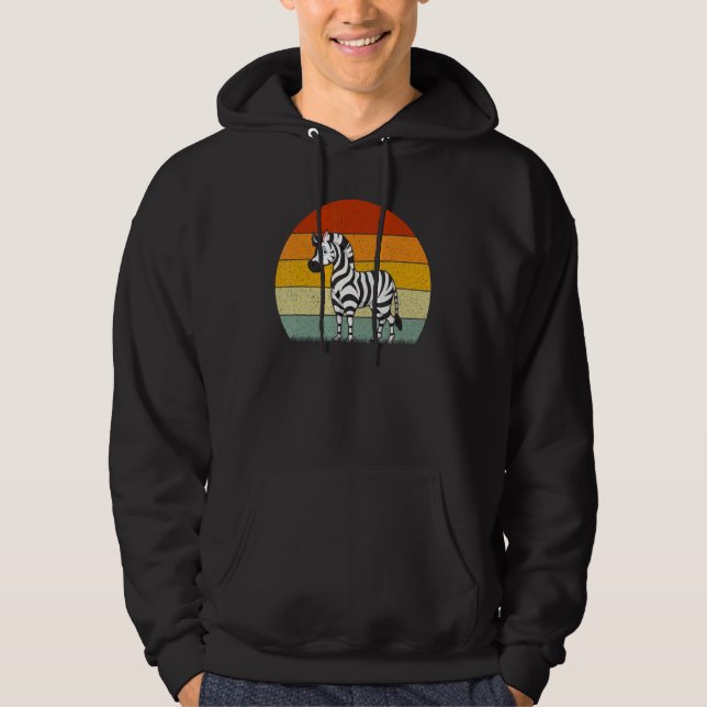 Zebra  Retro Style Vintage Hoodie (Front)