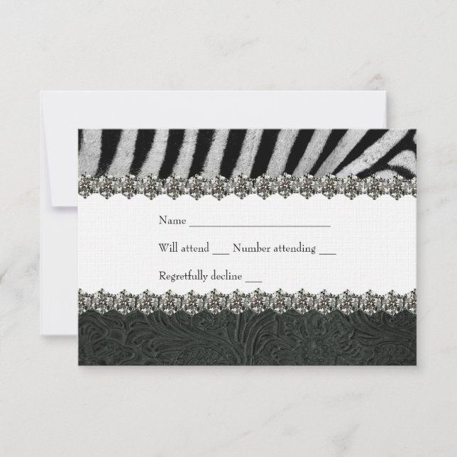 Zebra Rhinestone Black Leather RSVP (Front)