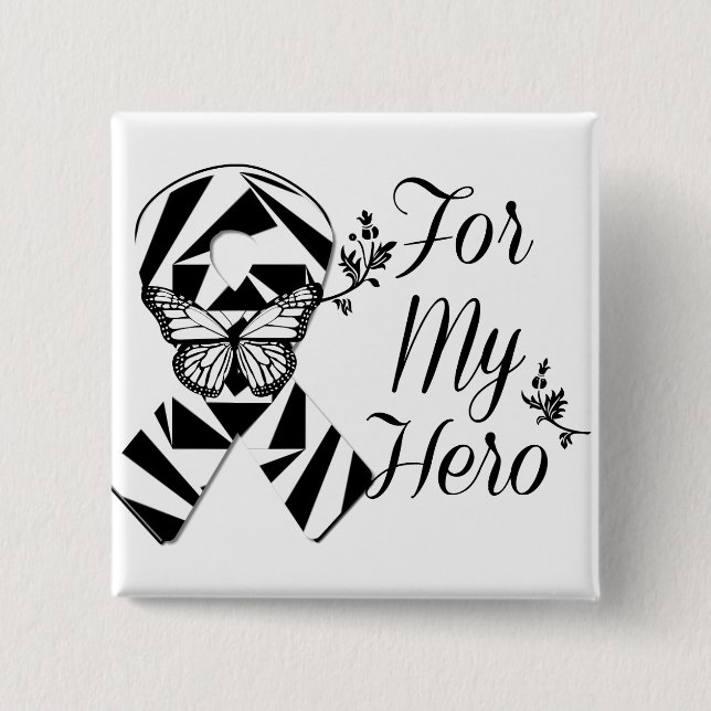 Zebra Ribbon For My Hero 2 Inch Square Button (Front)