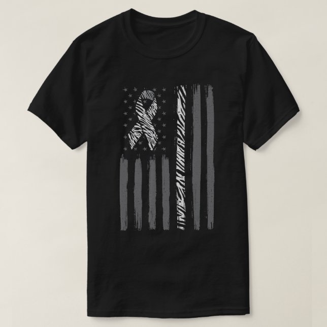 Zebra ribbon us flag carcinoid cancer awareness T- T-Shirt (Design Front)
