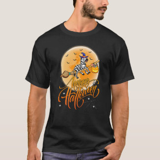 Zebra Ride Witch Shotgun Moon Vintage Zebra Hallow T-Shirt