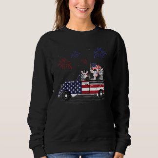 Zebra Riding Truck American Flag Fireworks  4th Of Sweatshirt