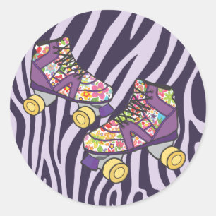 Zebra Roller Skate Roller Skating Party Sticker