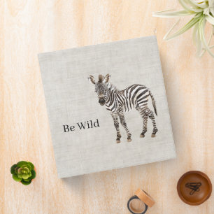 Zebra Safari Animal Faux Linen Binder
