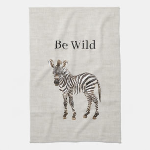 Zebra Safari Animal Faux Linen Kitchen Towel