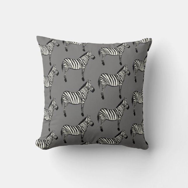 Zebra Safari Animal Print Throw Pillow (Front)