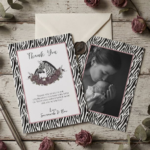 Zebra Safari Baby Shower Photo Thank You Card