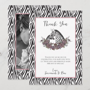 Zebra Safari Baby Shower Photo Thank You Card