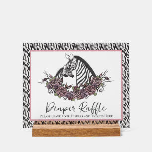 Zebra Safari Diaper Raffle Baby Shower Sign