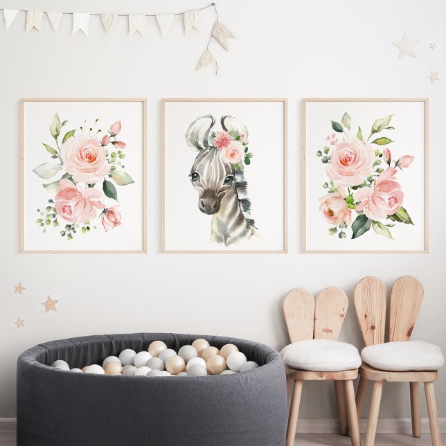 Zebra, Safari, Jungle, Pink Flowers, Girl Nursery (Creator Uploaded)