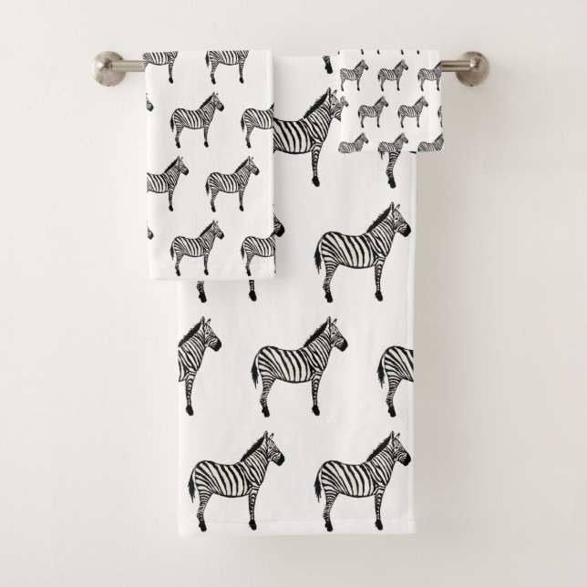 Zebra Safari Painting Bath Towel Set (Insitu)