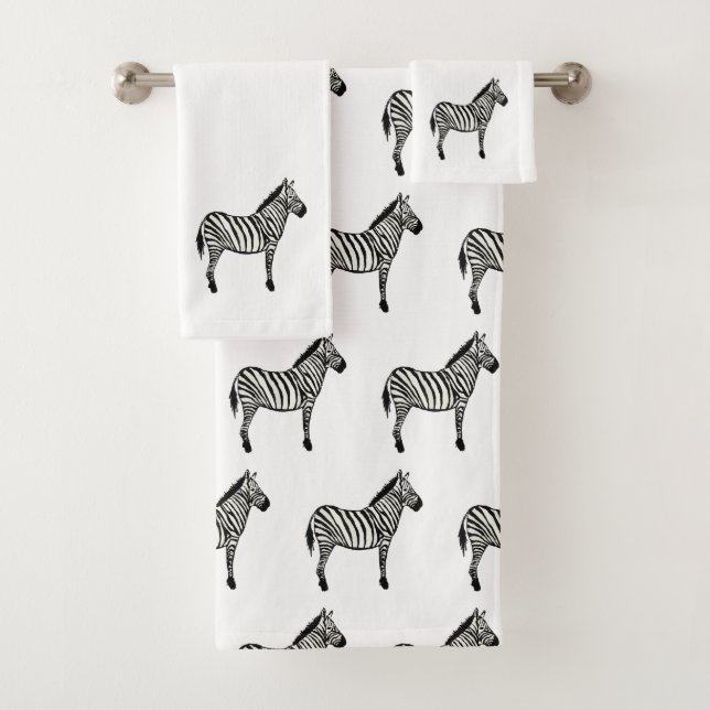 Zebra Safari Painting Bath Towel Set (Insitu)