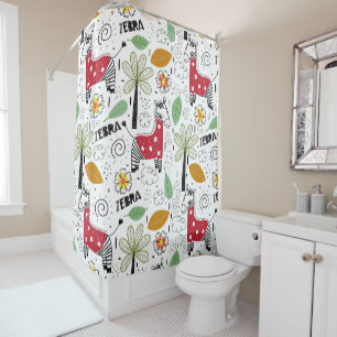 Zebra Safari themed Palm Tree, Flowers, doodle