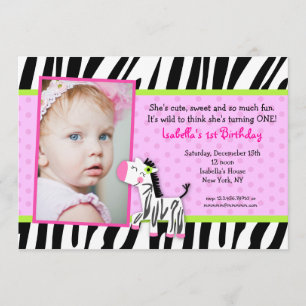 Zebra Safari Zoo Jungle Birthday Party Invitations