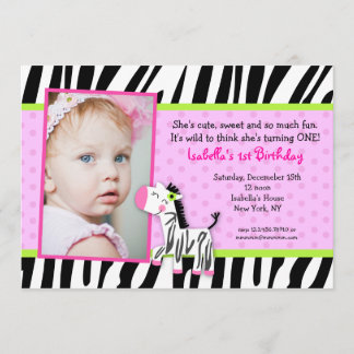 Zebra Safari Zoo Jungle Birthday Party Invitations