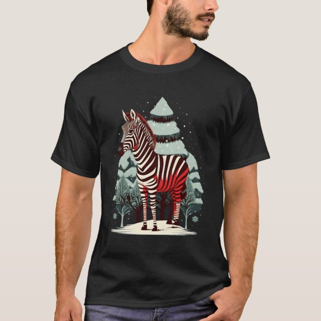 Zebra Santa On Zebra T-Shirt (Front)