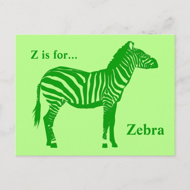 Zebra - Shades of Lime Green Postcard (Front)