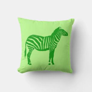 Zebra - Shades of Lime Green Throw Pillow