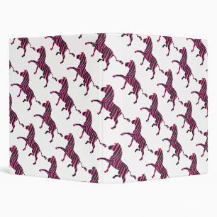 Zebra Silhouette Black and Hot Pink Print Binder