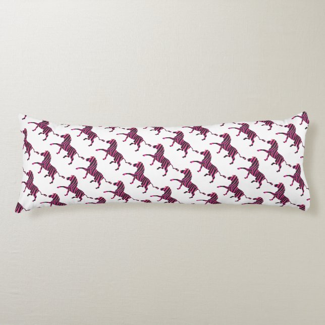Zebra Silhouette Black and Hot Pink Print Body Pillow (Front)