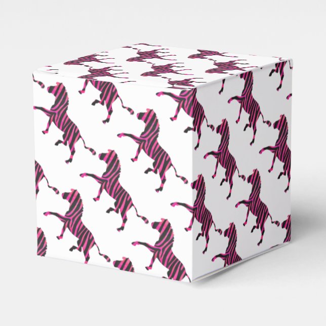 Zebra Silhouette Black and Hot Pink Print Favor Box (Front Side)