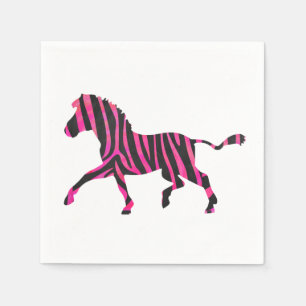 Zebra Silhouette Black and Hot Pink Print Napkin